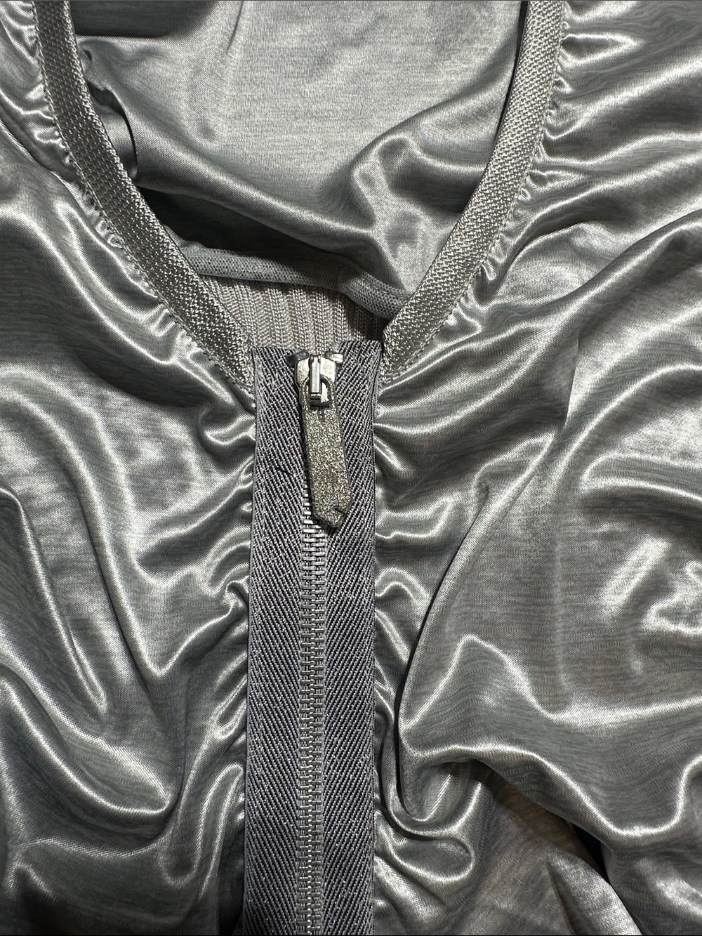 NWT Save the Queen Silver Ruched Zip-Front light zip up made in Italy couture - Picture 10 of 12